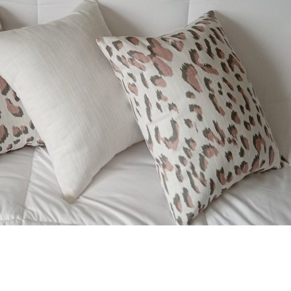 Rose Gray Leopard Print Accent Pillow - 100% Cotton - 11"x9.5" - Picture 6 of 7